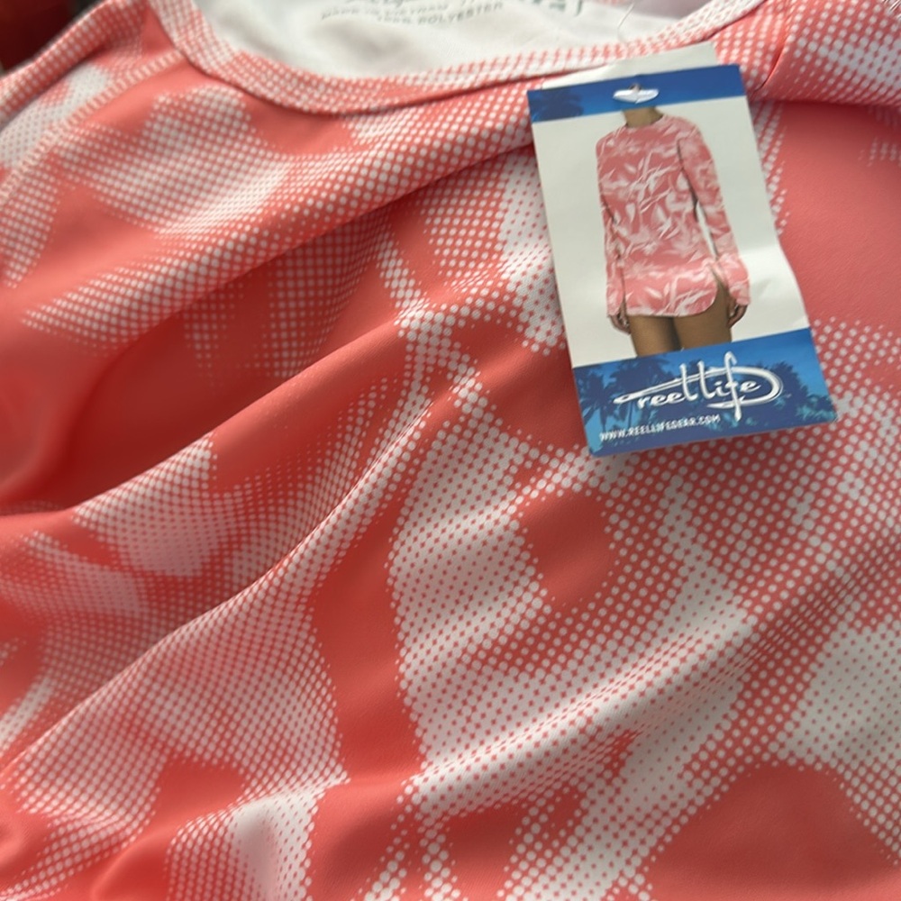 NWT Reel Life Pink White Jax Beach UV Cover Up Size L - Picture 8 of 8